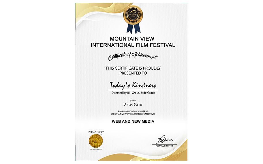 mountain view international film festival best web and new media award certificate